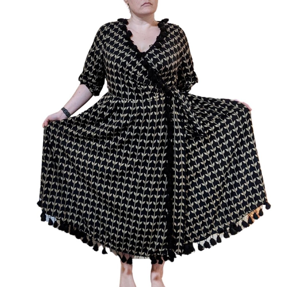 eShakti Tassel Wrap Dress